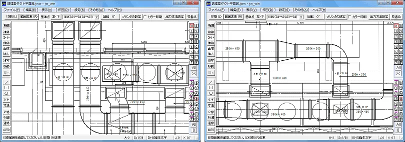 調理室ダクト平面図 CAD